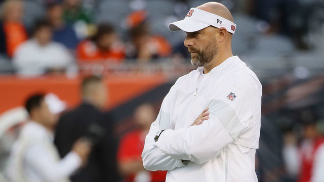 CHICAGO, ILLINOIS - SEPTEMBER 05: Head coach Matt Nagy of the Chicago Bears looks on before the game against the Green Bay Packers at Soldier Field on September 05, 2019 in Chicago, Illinois.