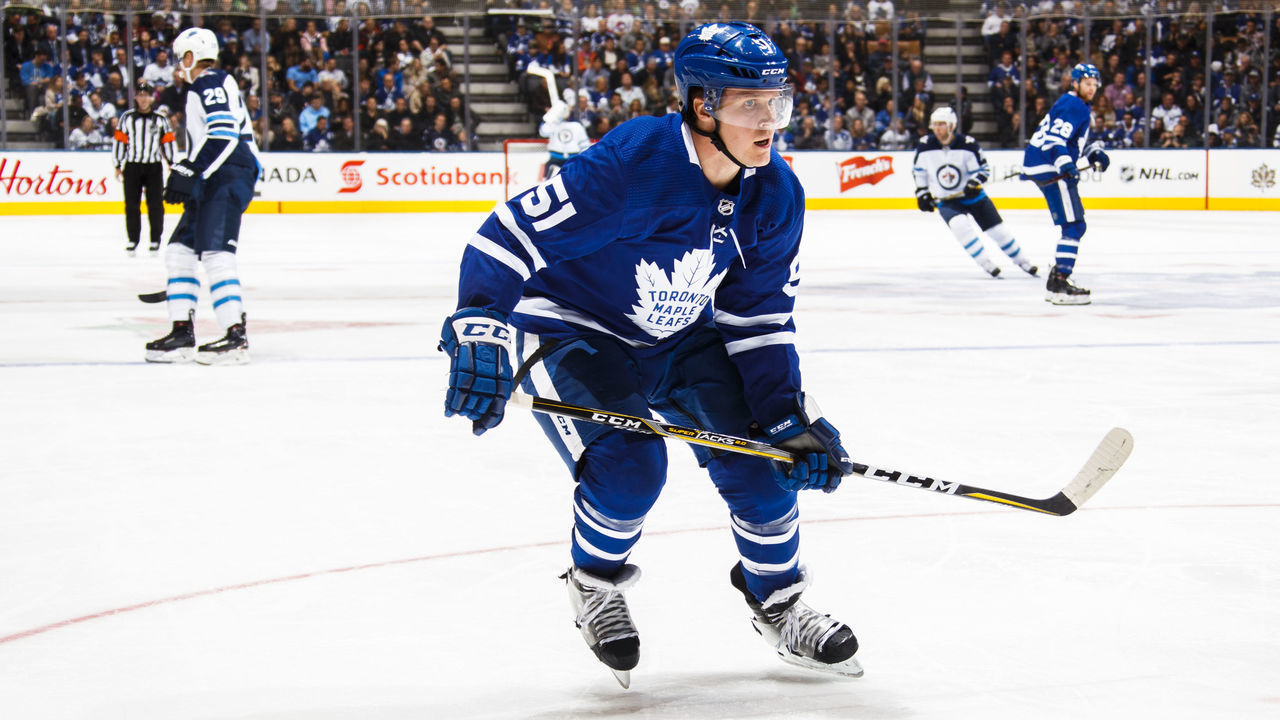 TORONTO, ON - OCTOBER 27: Jake Gardiner #51 of the Toronto Maple Leafs skates against the Winnipeg Jets during the second period at the Scotiabank Arena on October 27, 2018 in Toronto, Ontario, Canada.