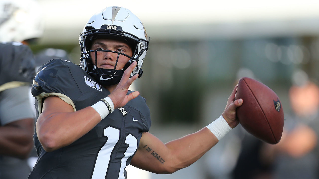 ORLANDO, FL - AUGUST 29: Dillon Gabriel #11 of the UCF Knights warms up during a NCAA football game between the Florida A&M Rattlers and the UCF Knights on August 29 2019 in Orlando, Florida.