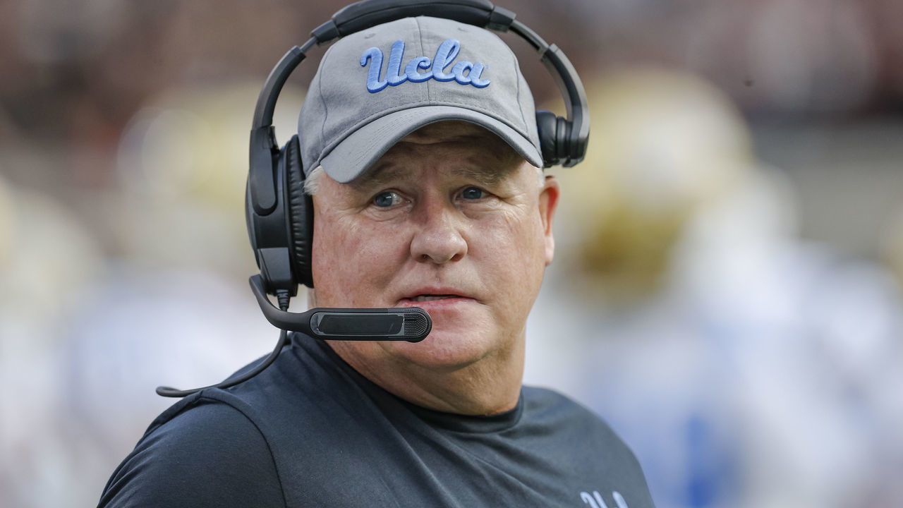 CINCINNATI, OH - AUGUST 29: Head coach Chip Kelly of the UCLA Bruins is seen during the game against the Cincinnati Bearcats at Nippert Stadium on August 29, 2019 in Cincinnati, Ohio.