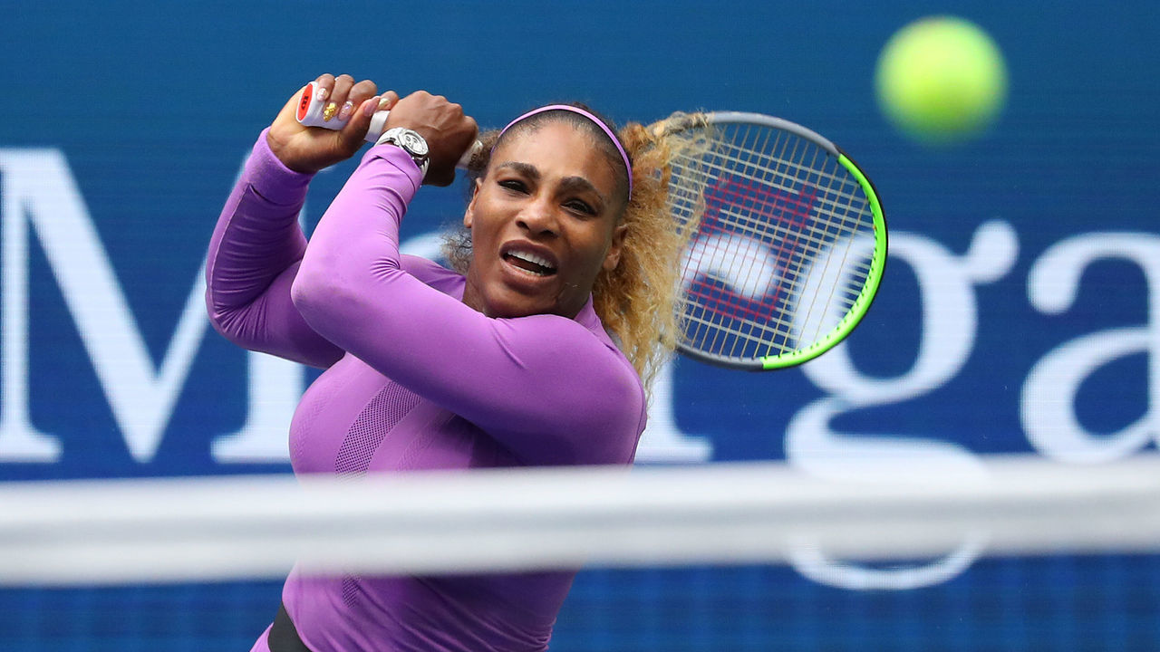 NEW YORK, NEW YORK - SEPTEMBER 07: Serena Williams of the United States returns a shot during her Women's Singles final match against Bianca Andreescu of Canada on day thirteen of the 2019 US Open at the USTA Billie Jean King National Tennis Center on September 07, 2019 in the Queens borough of New York City.