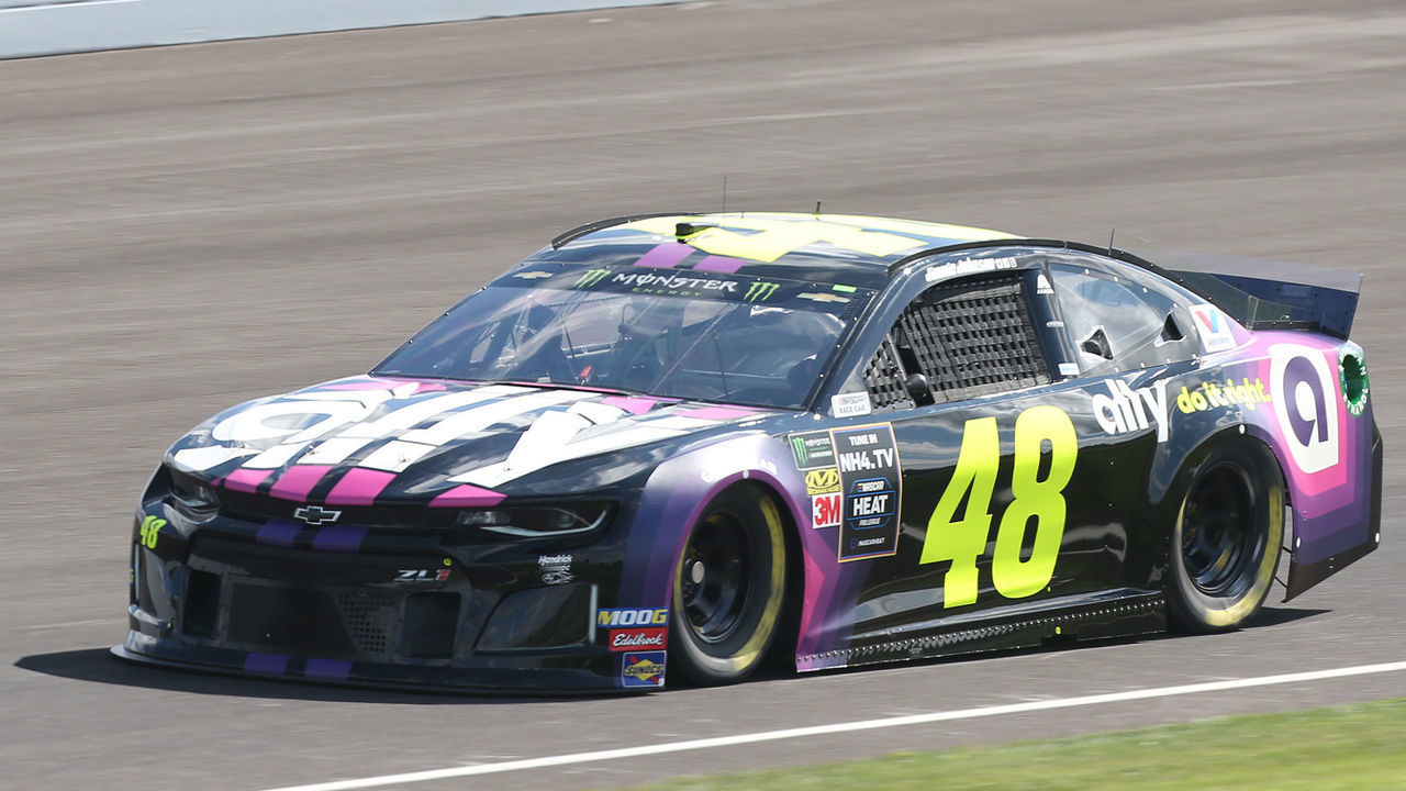 INDIANAPOLIS, INDIANA - SEPTEMBER 07: Jimmie Johnson, driver of the #48 Ally Chevrolet, drives during practice for the Monster Energy NASCAR Cup Series Big Machine Vodka 400 at Indianapolis Motor Speedway on September 07, 2019 in Indianapolis, Indiana.