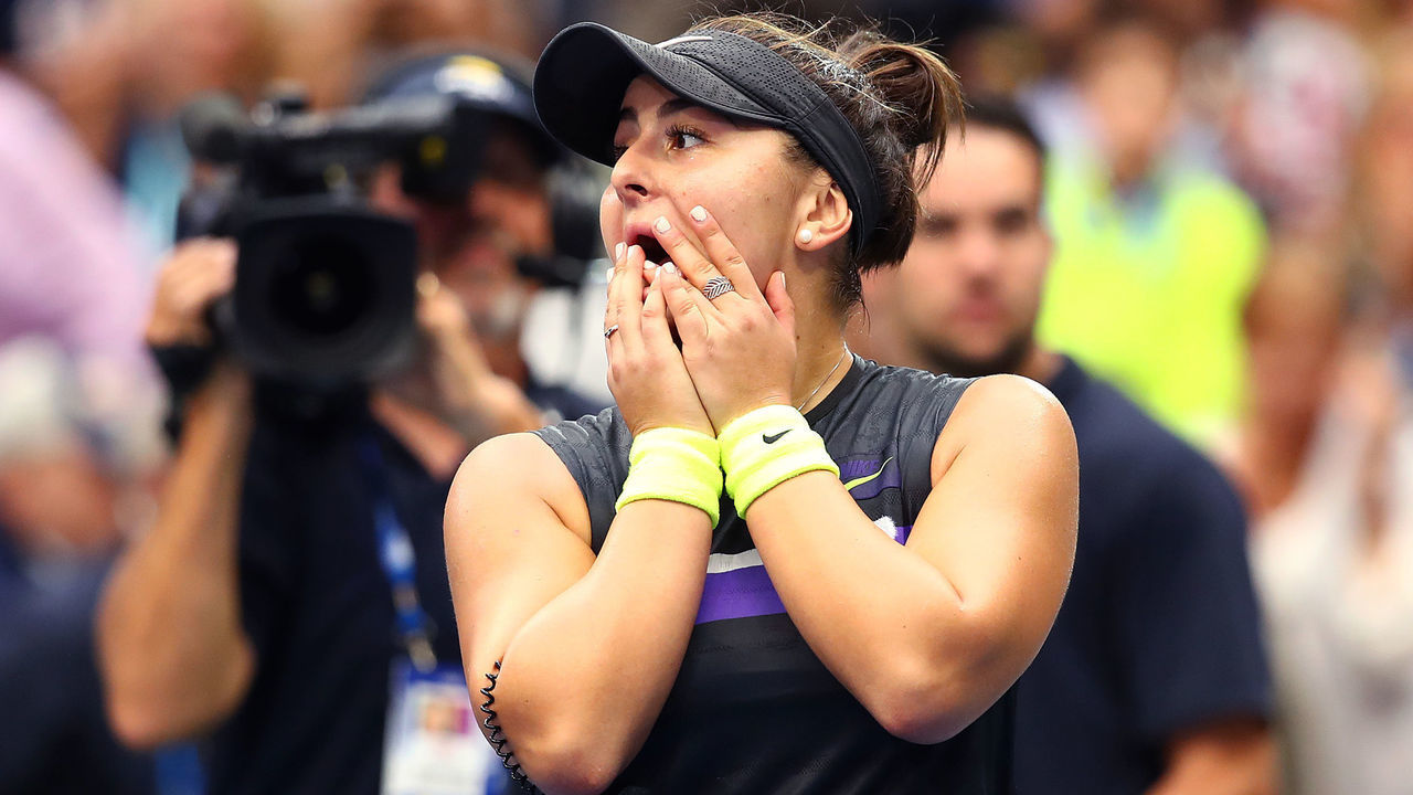NEW YORK, NEW YORK - SEPTEMBER 07: Bianca Andreescu of Canada celebrates winning the Women's Singles final match against against Serena Williams of the United States on day thirteen of the 2019 US Open at the USTA Billie Jean King National Tennis Center on September 07, 2019 in the Queens borough of New York City.