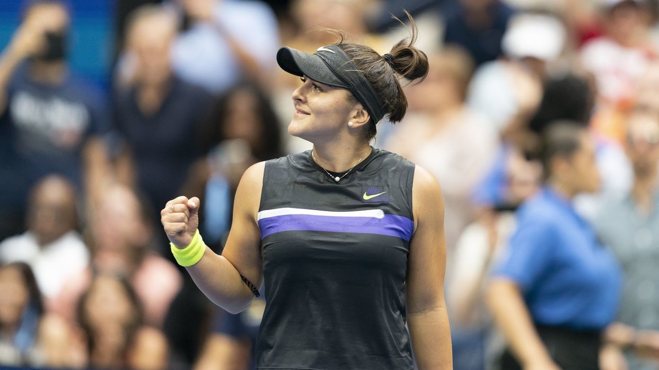 NEW YORK, USA - SEPTEMBER 7: Bianca Andreescu of Canada in action against Serena Williams (not seen) of USA during US Open Championships women's singles final match at Billie Jean King National Tennis Center in New York, United States on September 7, 2019.