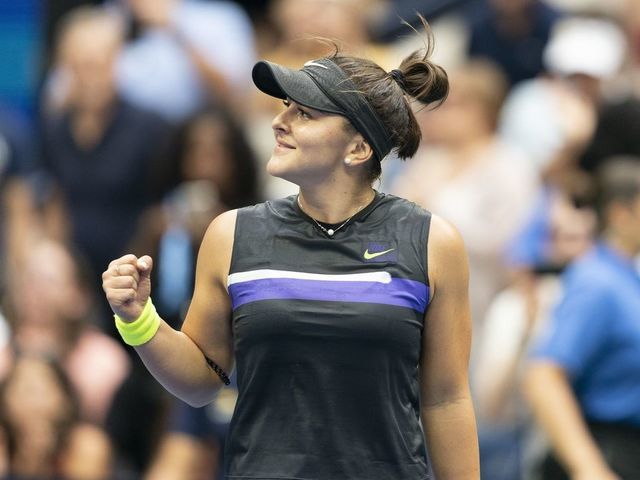 NEW YORK, USA - SEPTEMBER 7: Bianca Andreescu of Canada in action against Serena Williams (not seen) of USA during US Open Championships women's singles final match at Billie Jean King National Tennis Center in New York, United States on September 7, 2019.