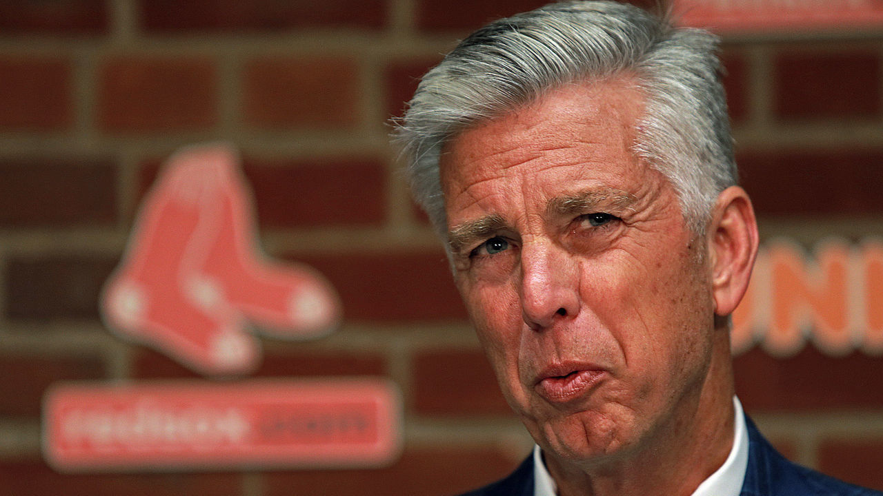 BOSTON, MA. - JULY 31: David Dombrowski, President of Baseball Operations for the Boston Red Sox speaks about the trade deadline before the MLB game against the Tampa Bay Rays at Fenway Park on July 31, 2019 in Boston, Massachusetts. (Staff Photo By Matt Stone/MediaNews Group/Boston Herald)