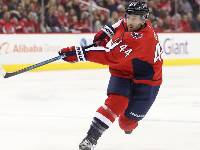 WASHINGTON, DC - FEBRUARY 26: Brooks Orpik #44 of the Washington Capitals in action against the Ottawa Senators during the second period at Capital One Arena on February 26, 2019 in Washington, DC.