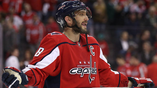 WASHINGTON, DC - APRIL 24: Alex Ovechkin #8 of the Washington Capitals leaves the ice following a defeat by the Carolina Hurricanes in Game Seven of the Eastern Conference First Round during the 2019 NHL Stanley Cup Playoffs at the Capital One Arena on April 24, 2019 in Washington, DC. The Hurricanes defeated the Capitals 4-3 in the second overtime period to move on to Round Two of the Stanley Cup playoffs.