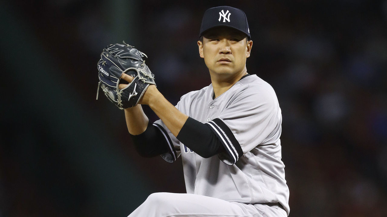 BOSTON, MASSACHUSETTS - SEPTEMBER 08: Starting pitcher Masahiro Tanaka #19 of the New York Yankees pitches in the bottom of the fourth inning of the game against the Boston Red Sox at Fenway Park on September 08, 2019 in Boston, Massachusetts.