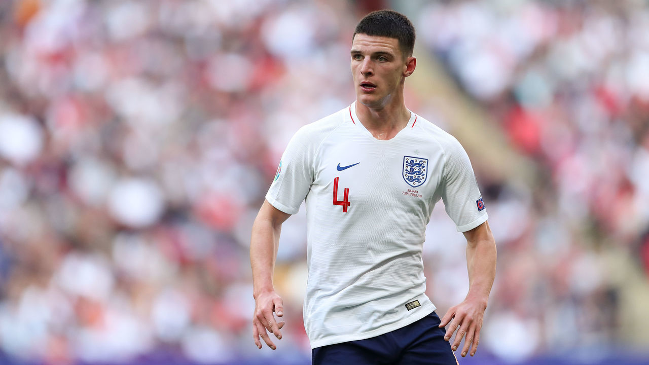 LONDON, ENGLAND - SEPTEMBER 07: Declan Rice of England during the UEFA Euro 2020 qualifier match between England and Bulgaria at Wembley Stadium on September 7, 2019 in London, England.