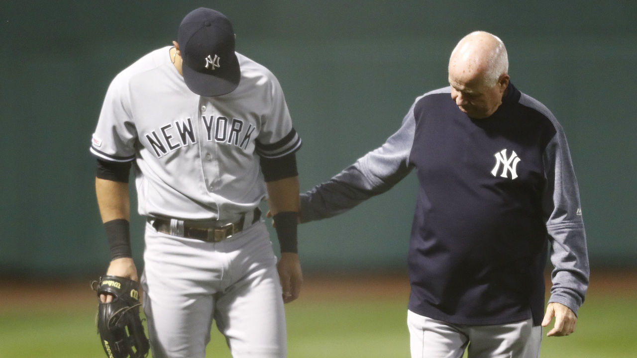 BOSTON, MASSACHUSETTS - SEPTEMBER 08: Mike Tauchman #39 of the New York Yankees leaves the field of play in the bottom of the fourth inning of the game against the Boston Red Sox at Fenway Park on September 08, 2019 in Boston, Massachusetts.