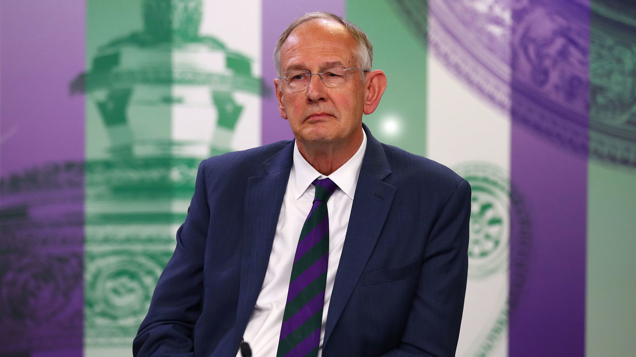 LONDON, ENGLAND - APRIL 30: AELTC Chief Executive Richard Lewis addresses the media during the Wimbledon Spring Press Conference 2019 at the All England Lawn Tennis and Croquet Club on April 30, 2019 in London, England.