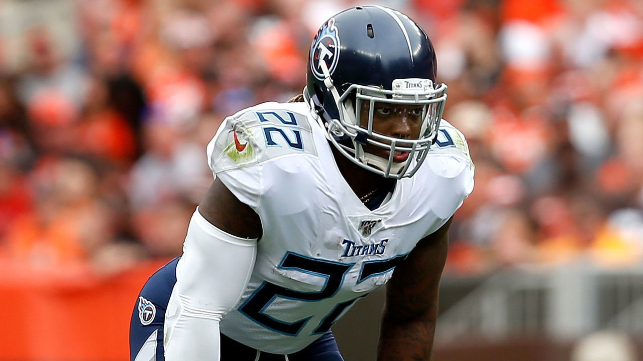 CLEVELAND, OH - SEPTEMBER 8: Derrick Henry #22 of the Tennessee Titans lines up for a play during the game against the Cleveland Browns at FirstEnergy Stadium on September 8, 2019 in Cleveland, Ohio.