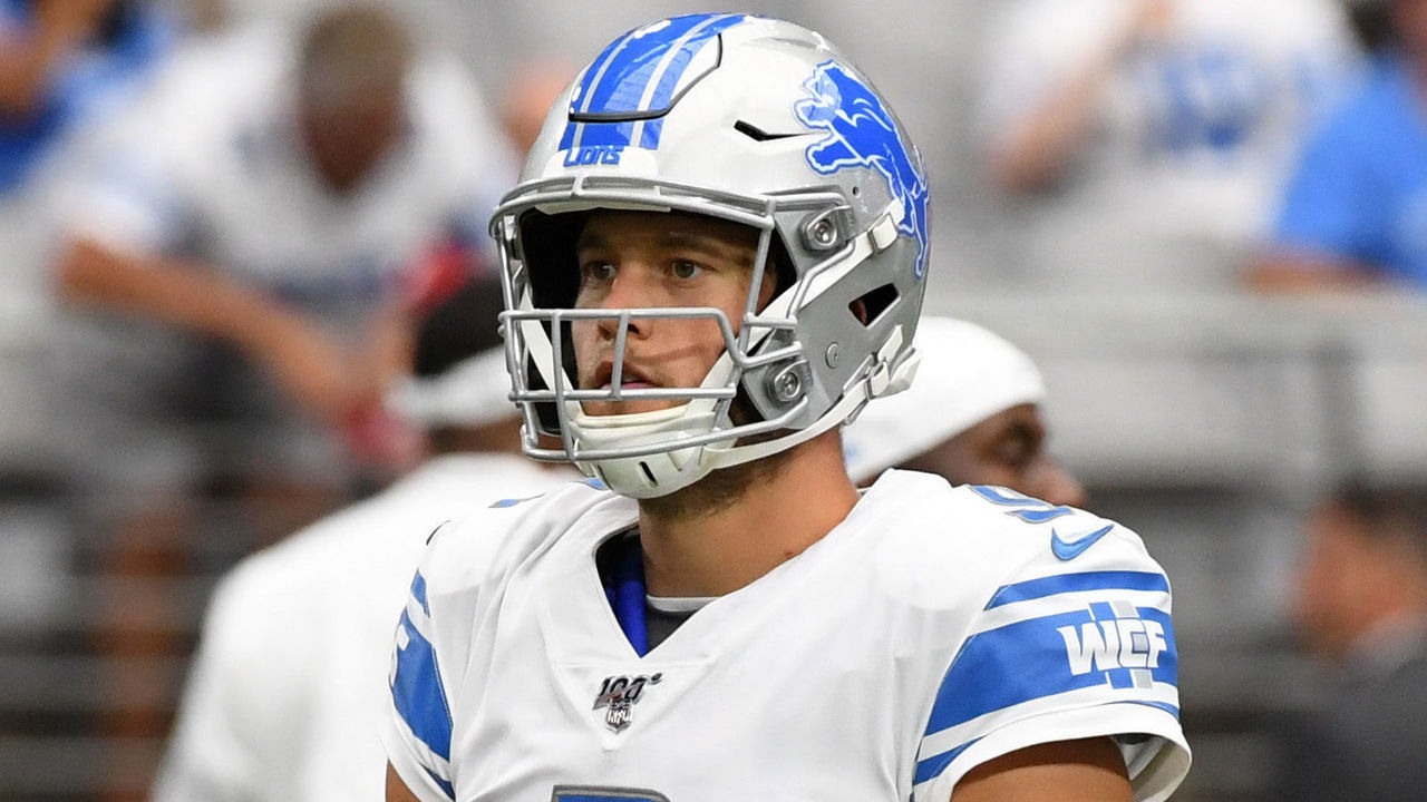 GLENDALE, ARIZONA - SEPTEMBER 08: Matthew Stafford #9 of the Detroit Lions warms up before a game against the Arizona Cardinals at State Farm Stadium on September 08, 2019 in Glendale, Arizona.