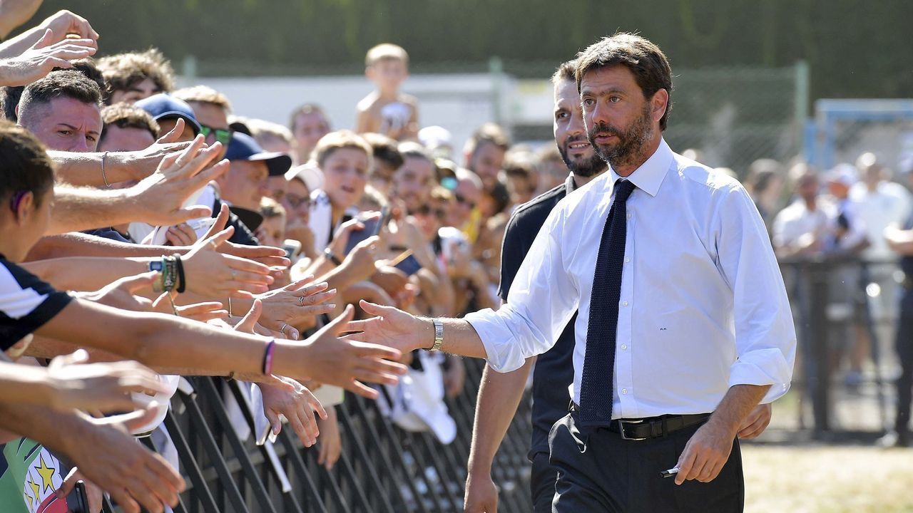 TURIN, ITALY - AUGUST 14: Andrea Agnelli during the Pre-season Friendly match between Juventus A v Juventus B on August 14, 2019 in Villar Perosa near Turin, Italy.