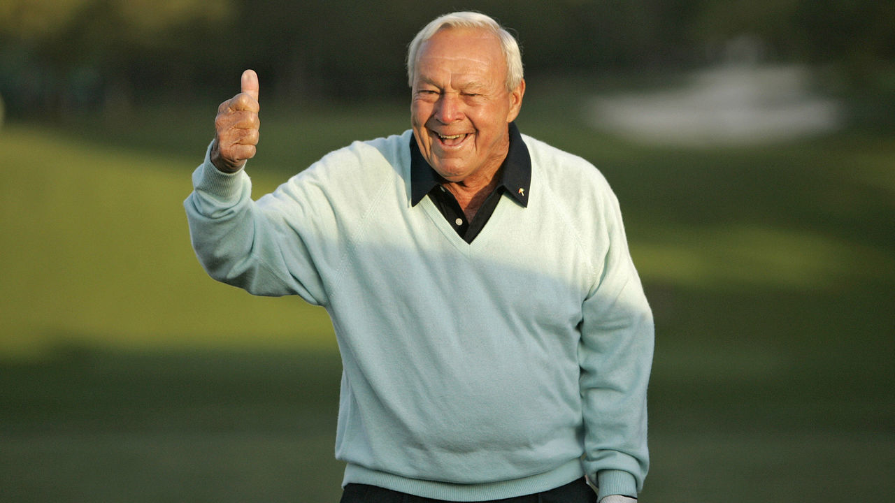 Arnold Palmer hits the ceremonial first tee shot to start the 2007 Masters Tournament at Augusta National Golf Club in Augusta, Georgia on April 5, 2007