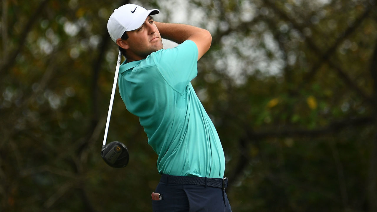 NEWBURGH, INDIANA - SEPTEMBER 01: Scottie Scheffler hits his tee shot on the third hole during the third round of the Korn Ferry Tour Championship presented by United Leasing & Finance at Victoria National Golf Course on September 01, 2019 in Newburgh, Indiana.