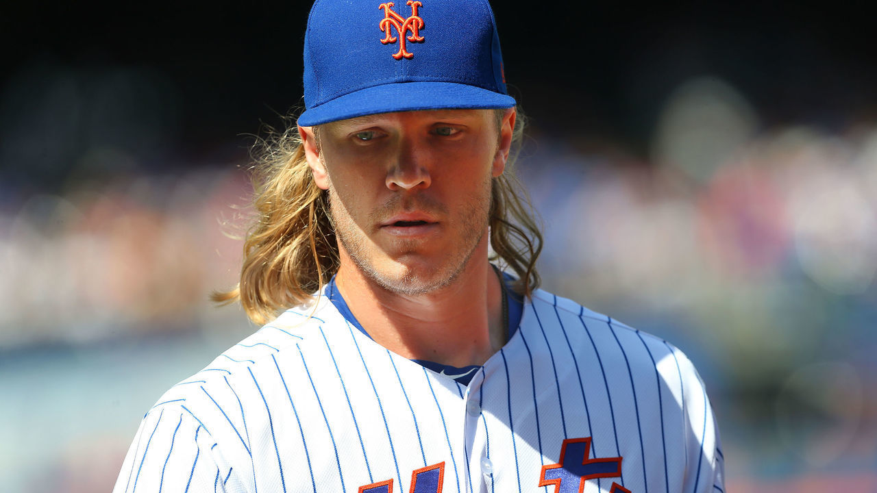 NEW YORK, NY - SEPTEMBER 08: Noah Syndergaard #34 of the New York Mets in action against the Philadelphia Phillies during a game at Citi Field on September 8, 2019 in New York City.