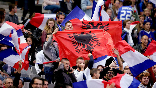 PARIS, FRANCE - SEPTEMBER 7: supporters of Albania during the EURO Qualifier match between France v Albania at the Stade de France on September 7, 2019 in Paris France