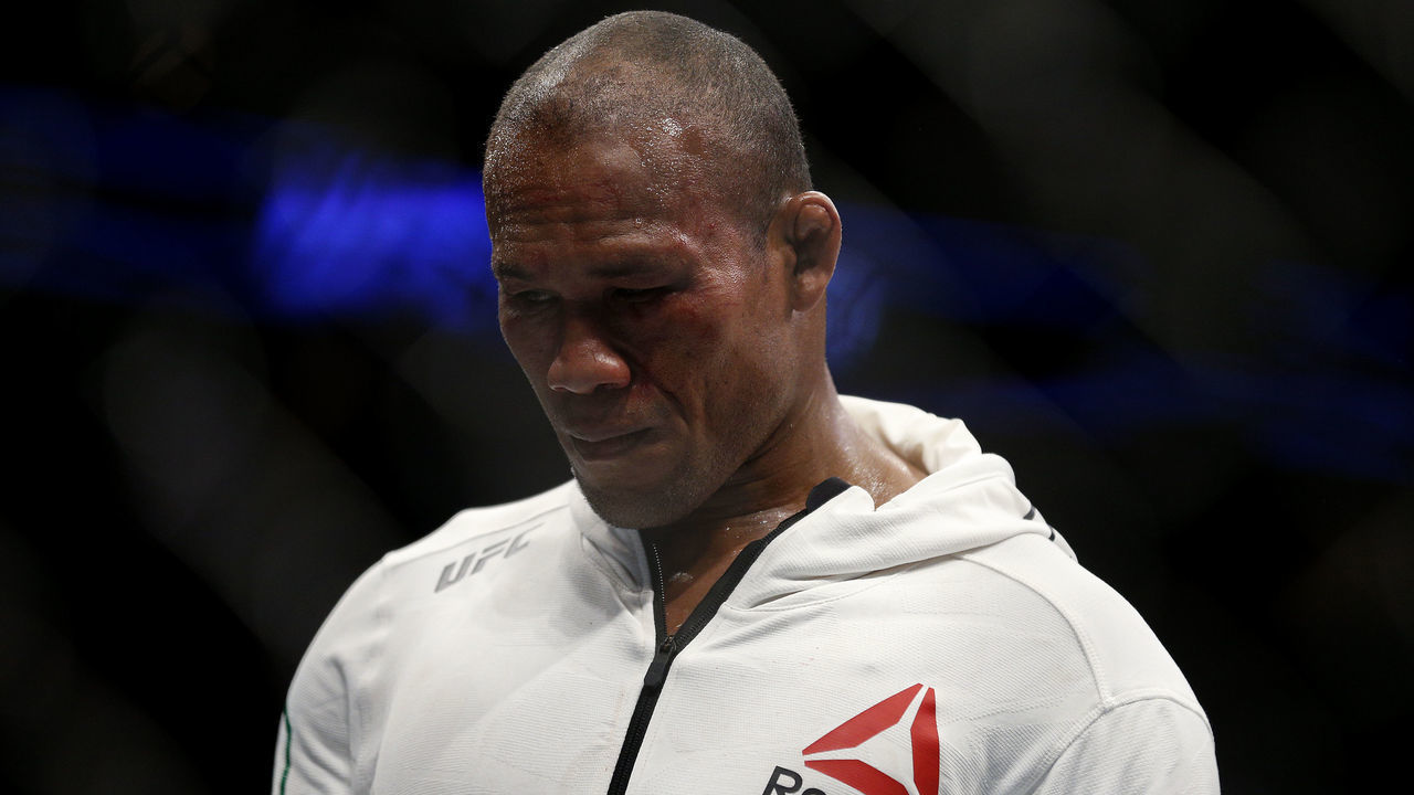 SUNRISE, FLORIDA - APRIL 27: Ronaldo Souza of Brazil reacts after losing to Jack Hermansson of Sweden during their middleweight bout at UFC Fight Night at BB&T Center on April 27, 2019 in Sunrise, Florida.