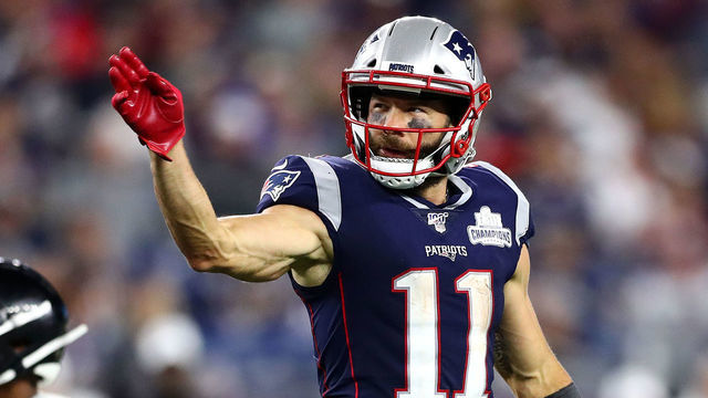 FOXBOROUGH, MASSACHUSETTS - SEPTEMBER 08: Julian Edelman #11 of the New England Patriots gestures during the second half against the Pittsburgh Steelers at Gillette Stadium on September 08, 2019 in Foxborough, Massachusetts.