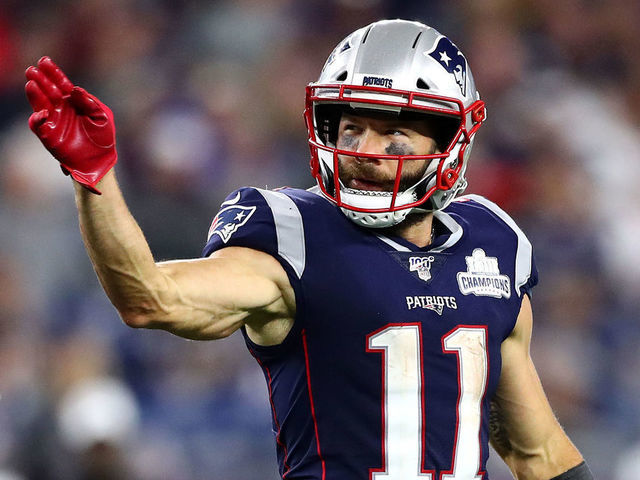 FOXBOROUGH, MASSACHUSETTS - SEPTEMBER 08: Julian Edelman #11 of the New England Patriots gestures during the second half against the Pittsburgh Steelers at Gillette Stadium on September 08, 2019 in Foxborough, Massachusetts.