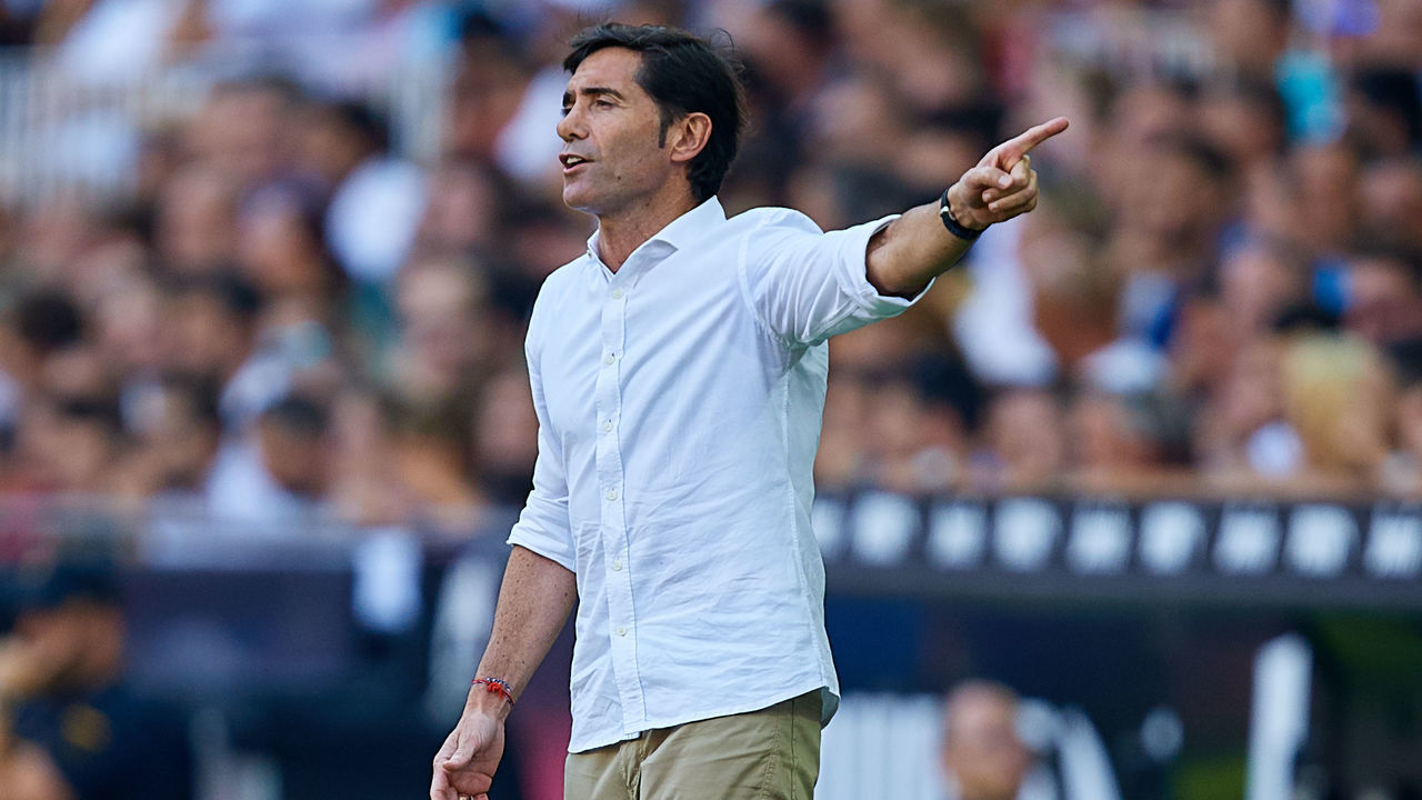 VALENCIA, SPAIN - SEPTEMBER 01: Marcelino Garcia Toral head coach of Valencia CF reacts during the Liga match between Valencia CF and RCD Mallorca at Estadio Mestalla on September 1, 2019 in Valencia, Spain.