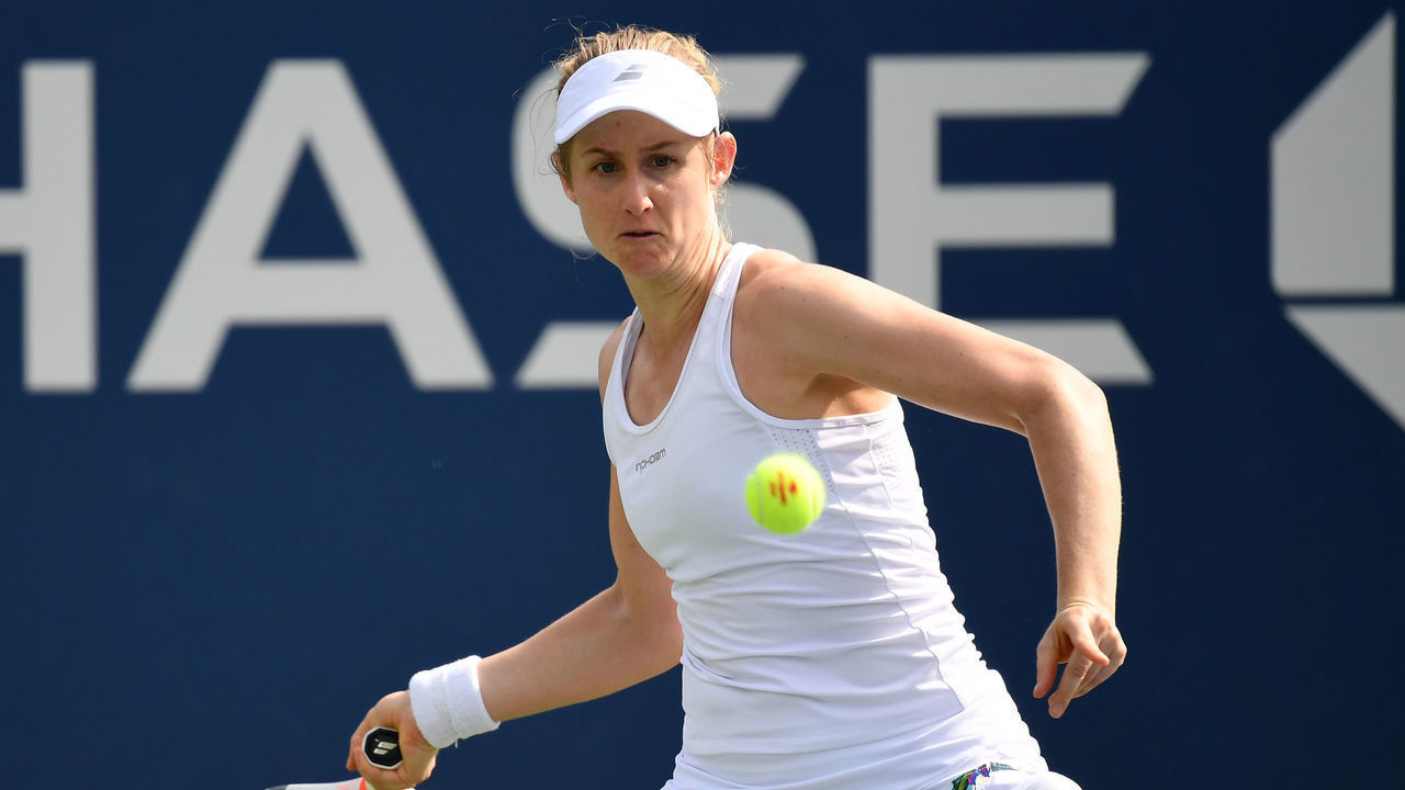 NEW YORK, NEW YORK - AUGUST 30: Jessica Moore of Australia returns a shot during her Women's Doubles match with teammate Giuliana Olmos of Mexico against Timea Babos of Hungary and Kristina Mladenovic of France on day five of the 2019 US Open at the USTA Billie Jean King National Tennis Center on August 30, 2019 in Queens borough of New York City.