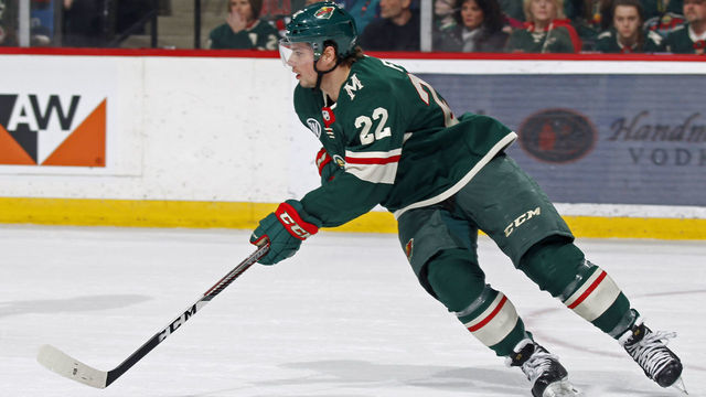ST. PAUL, MN - MARCH 19: Kevin Fiala #22 of the Minnesota Wild skates with the puck during a game with the Colorado Avalanche at Xcel Energy Center on March 19, 2019 in St. Paul, Minnesota.