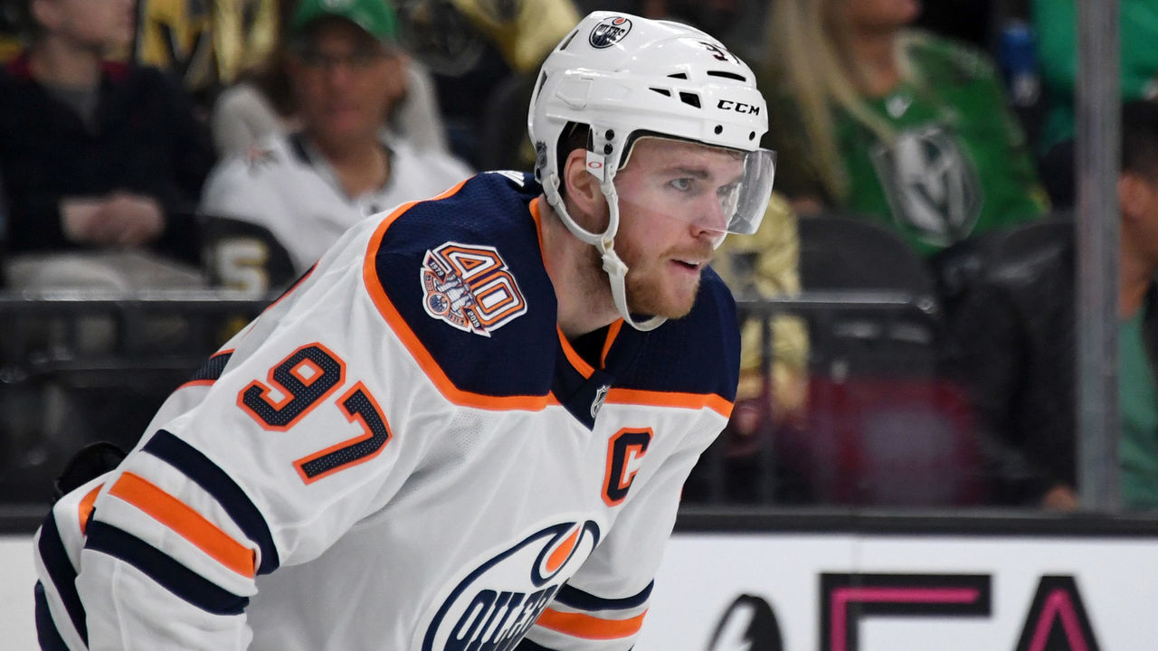 LAS VEGAS, NEVADA - MARCH 17: Connor McDavid #97 of the Edmonton Oilers waits for a faceoff in the second period of a game against the Vegas Golden Knights at T-Mobile Arena on March 17, 2019 in Las Vegas, Nevada. The Golden Knights defeated the Oilers 6-3.