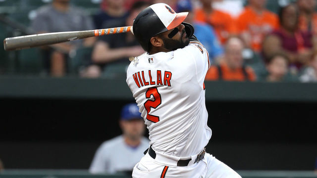 BALTIMORE, MARYLAND - AUGUST 21: Jonathan Villar #2 of the Baltimore Orioles in action against the Kansas City Royals at Oriole Park at Camden Yards on August 21, 2019 in Baltimore, Maryland.