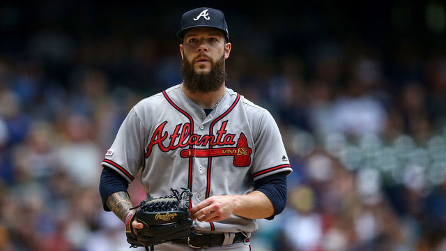 MILWAUKEE, WISCONSIN - JULY 17: Dallas Keuchel #60 of the Atlanta Braves looks on in the first inning against the Milwaukee Brewers at Miller Park on July 17, 2019 in Milwaukee, Wisconsin.