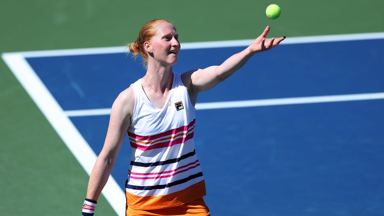 NEW YORK, NEW YORK - AUGUST 29: Alison Van Uytvanck of Belgium serves the ball during her Women's Singles second round match against Qiang Wang of China on day four of the 2019 US Open at the USTA Billie Jean King National Tennis Center on August 29, 2019 in Queens borough of New York City.
