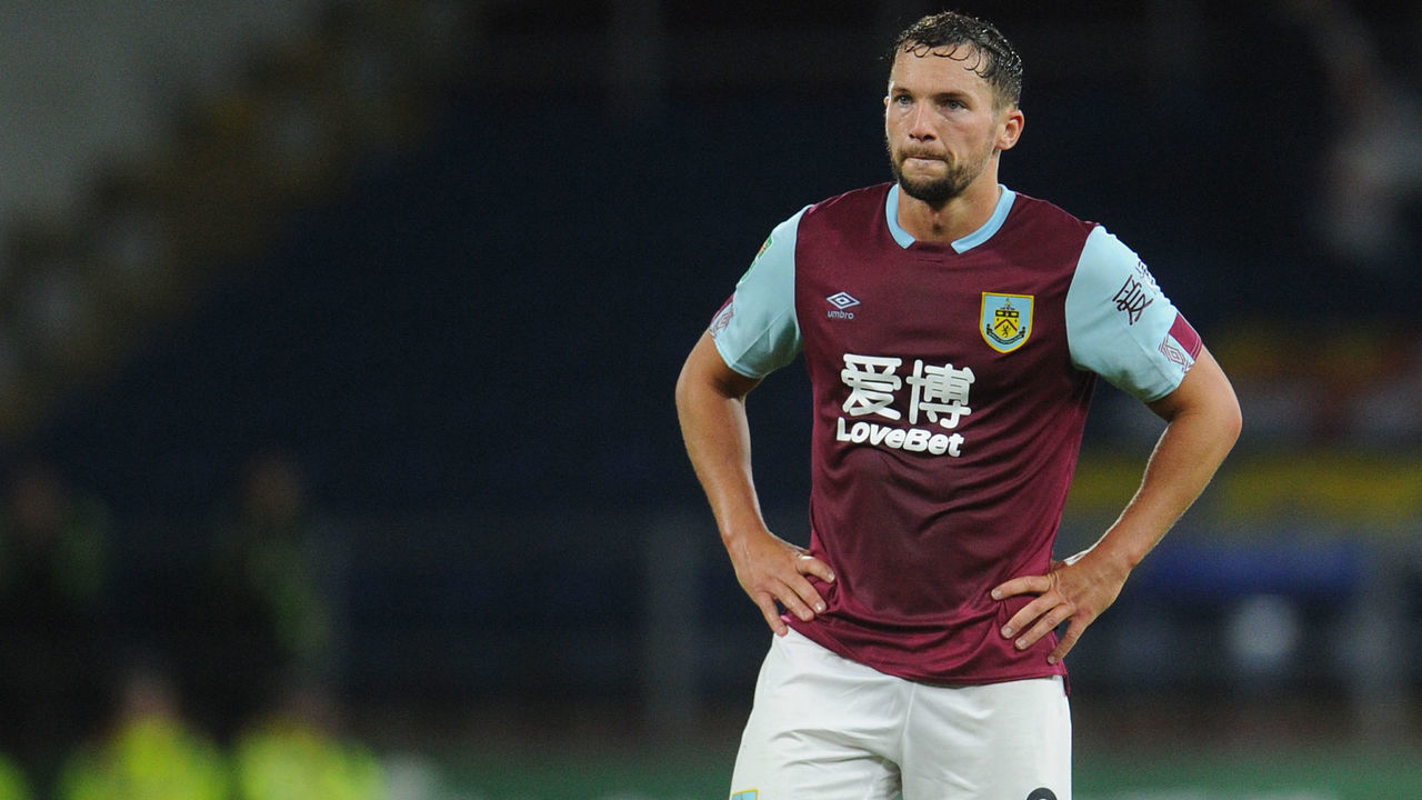 BURNLEY, ENGLAND - AUGUST 28: Burnley's Danny Drinkwater during the Carabao Cup Second Round match between Burnley and Sunderland at Turf Moor on August 28, 2019 in Burnley, England.