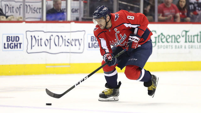 WASHINGTON, DC - APRIL 04: Alex Ovechkin #8 of the Washington Capitals in action against the Montreal Canadiens during the second period at Capital One Arena on April 04, 2019 in Washington, DC.