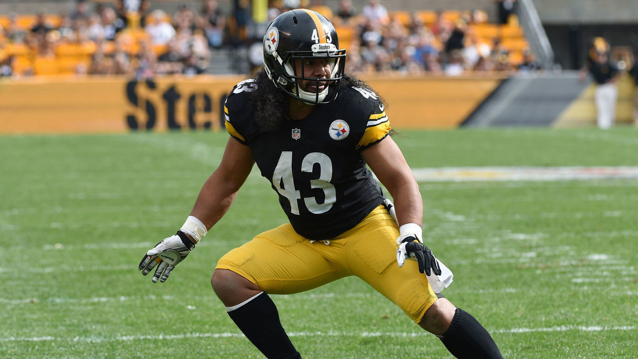 PITTSBURGH, PA - SEPTEMBER 28: Safety Troy Polamalu #43 of the Pittsburgh Steelers pursues the play during a game against the Tampa Bay Buccaneers at Heinz Field on September 28, 2014 in Pittsburgh, Pennsylvania. The Buccaneers defeated the Steelers 27-24.