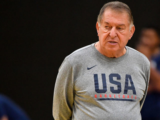 EL SEGUNDO, CA - AUGUST 15: Jerry Colangelo managing director of the 2019 USA Men's National Team looks on during the 2019 USA Men's National Team World Cup training camp at UCLA Health Training Center on August 15, 2019 in El Segundo, California.