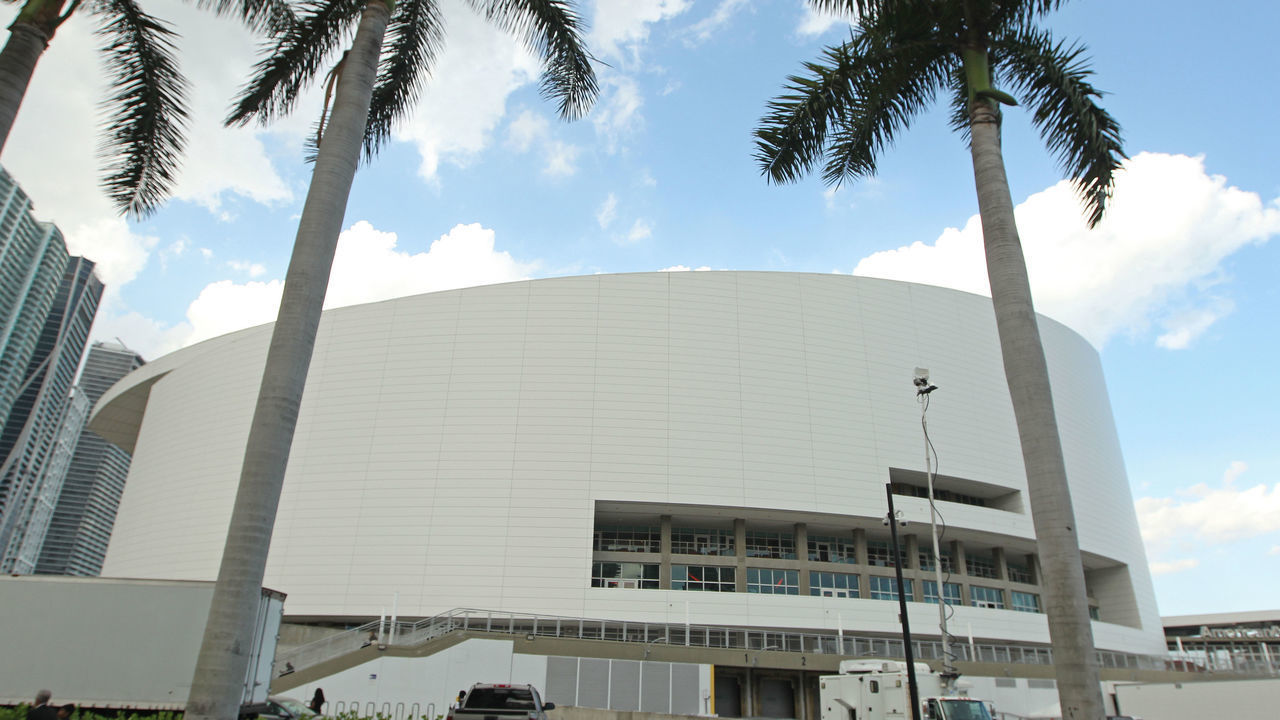 MIAMI, FL - MARCH 26: An exterior shot of American Airlines Arena before the Orlando Magic game against the Miami Heat on March 26, 2019 at American Airlines Arena in Miami, Florida. Mandatory Copyright Notice: Copyright 2019 NBAE