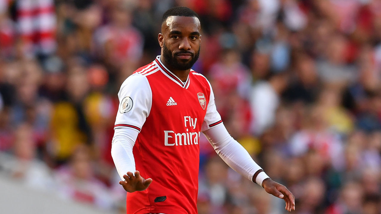 Arsenal's French striker Alexandre Lacazette gestures during the English Premier League football match between Arsenal and Tottenham Hotspur at the Emirates Stadium in London on September 1, 2019.