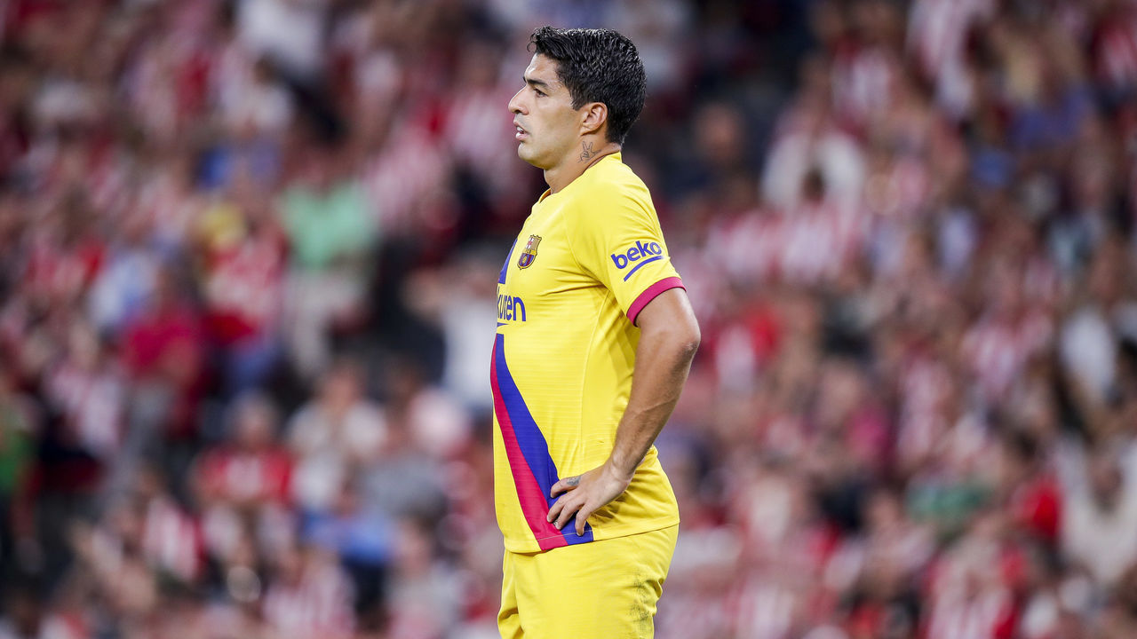 BILBAO, SPAIN - AUGUST 16: Luis Suarez of FC Barcelona during the La Liga Santander match between Athletic de Bilbao v FC Barcelona at the Estadio San Mames on August 16, 2019 in Bilbao Spain