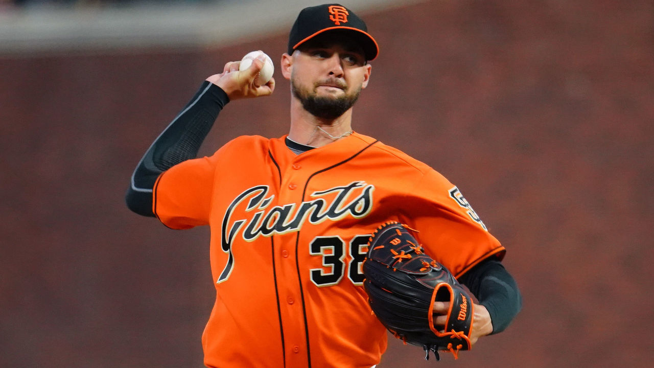 SAN FRANCISCO, CALIFORNIA - SEPTEMBER 13: Tyler Beede #38 of the San Francisco Giants pitches during the first inning against the Miami Marlins at Oracle Park on September 13, 2019 in San Francisco, California.