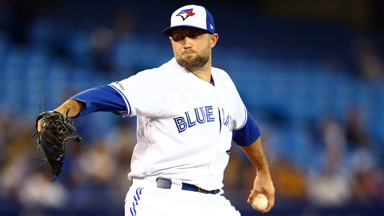 TORONTO, ON - AUGUST 16: Tim Mayza #58 of the Toronto Blue Jays delivers a pitch in the sixth inning during a MLB game against the Seattle Mariners at Rogers Centre on August 16, 2019 in Toronto, Canada.