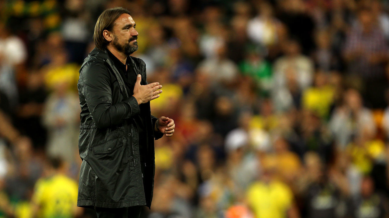 Norwich City manager Daniel Farke reacts after the final whistle Norwich City v Manchester City - Premier League - Carrow Road 14-09-2019 .