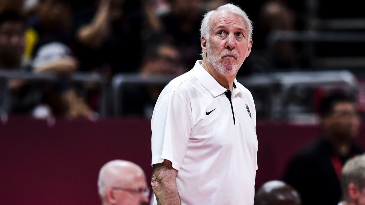 BEIJING, CHINA - SEPTEMBER 14: Head Coach Gregg Popovich of the USA reacts during the class game 7-8 march between the USA and Poland of 2019 FIBA World Cup at the Cadillac Arena on September 14, 2019 in Beijing, China.