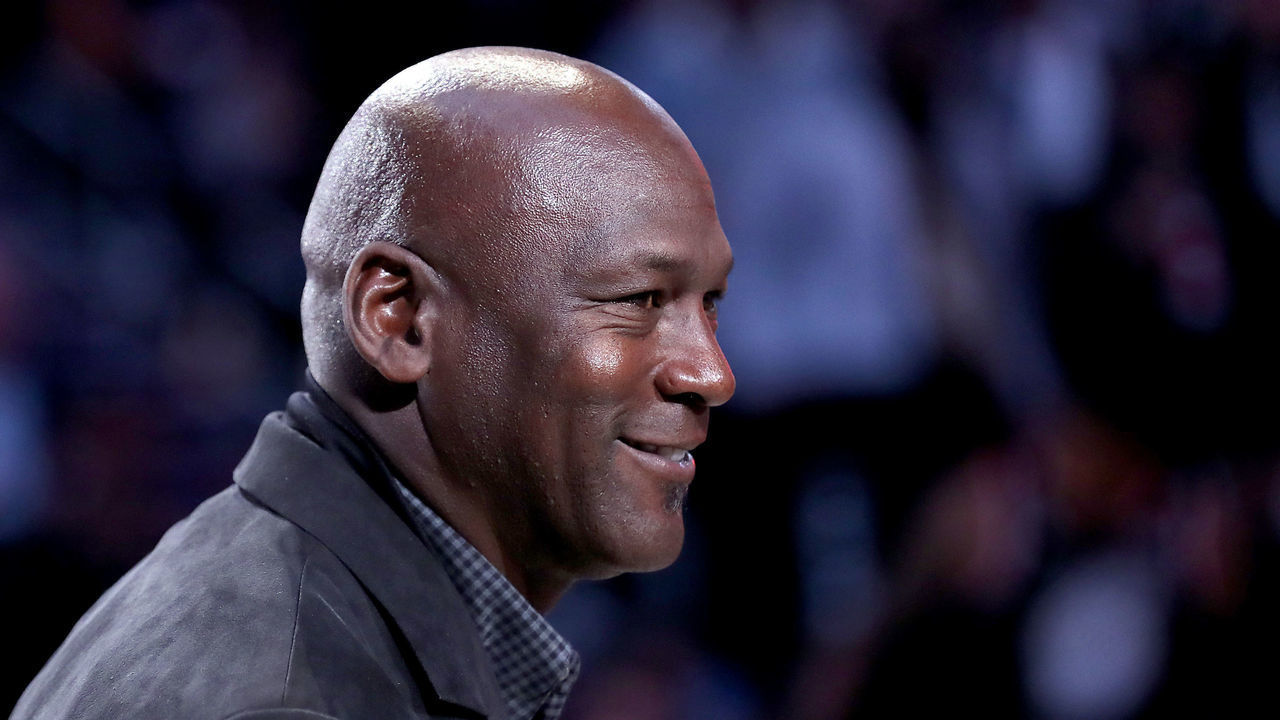 CHARLOTTE, NORTH CAROLINA - FEBRUARY 17: Michael Jordan, owner of the Charlotte Hornets, takes part in a ceremony honoring the 2020 NBA All-Star game during a break in play as Team LeBron take on Team Giannis in the fourth quarter during the NBA All-Star game as part of the 2019 NBA All-Star Weekend at Spectrum Center on February 17, 2019 in Charlotte, North Carolina. Team LeBron won 178-164. NOTE TO USER: User expressly acknowledges and agrees that, by downloading and/or using this photograph, user is consenting to the terms and conditions of the Getty Images License Agreement. Mandatory Copyright Notice: Copyright 2019 NBAE