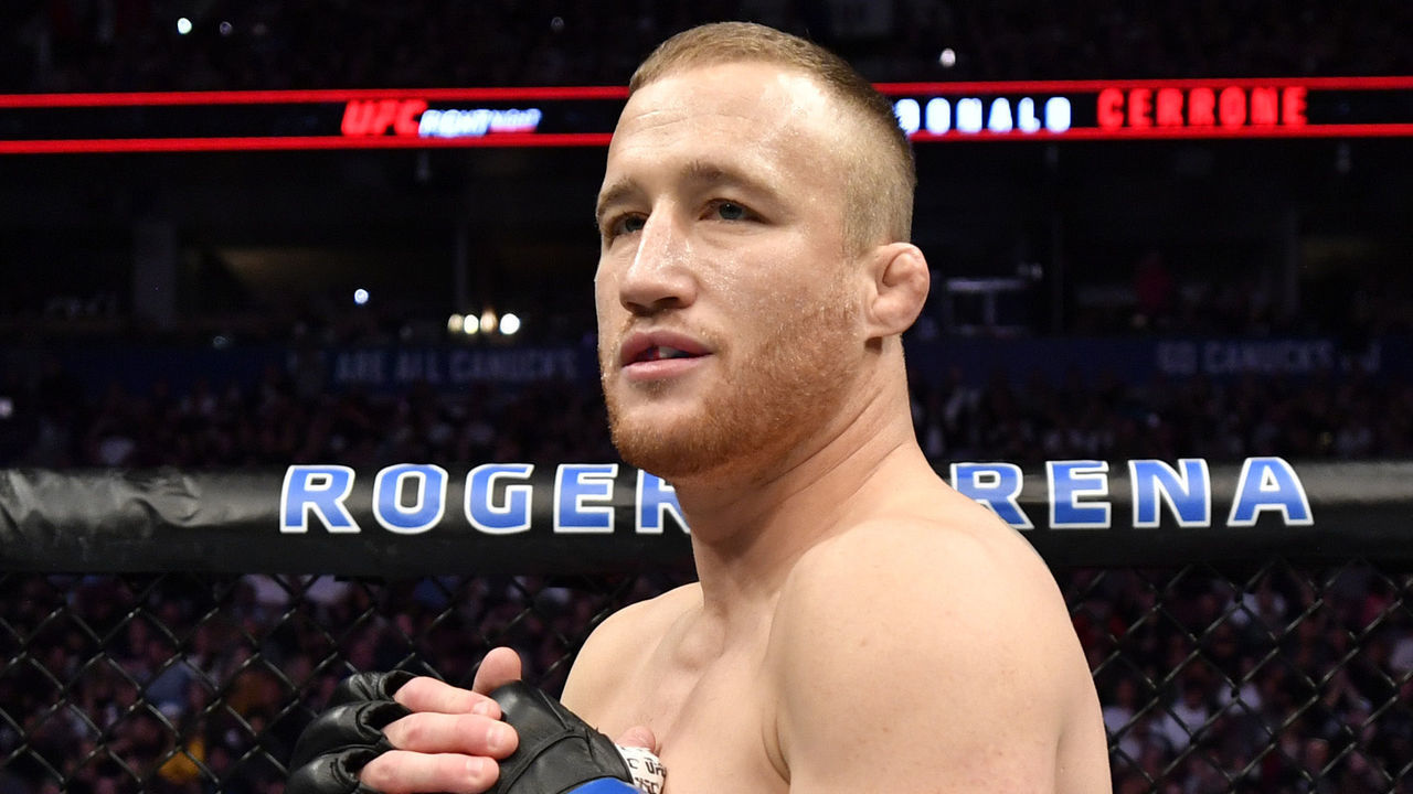 VANCOUVER, BRITISH COLUMBIA - SEPTEMBER 14: Justin Gaethje prepares to fight Donald Cerrone in their lightweight bout during the UFC Fight Night event at Rogers Arena on September 14, 2019 in Vancouver, Canada.