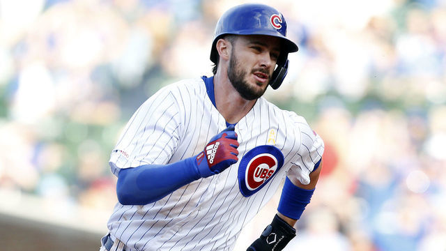 CHICAGO, ILLINOIS - SEPTEMBER 13: Kris Bryant #17 of the Chicago Cubs runs during the game against the Pittsburgh Pirates at Wrigley Field on September 13, 2019 in Chicago, Illinois.