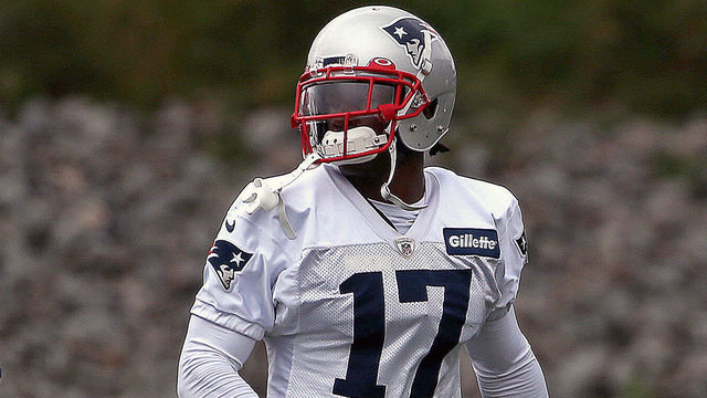 FOXBOROUGH, MA - SEPTEMBER 12: New England Patriots players, including Antonio Brown (17), walk on the field at New England Patriots practice in Foxborough, MA on Sept. 12, 2019.