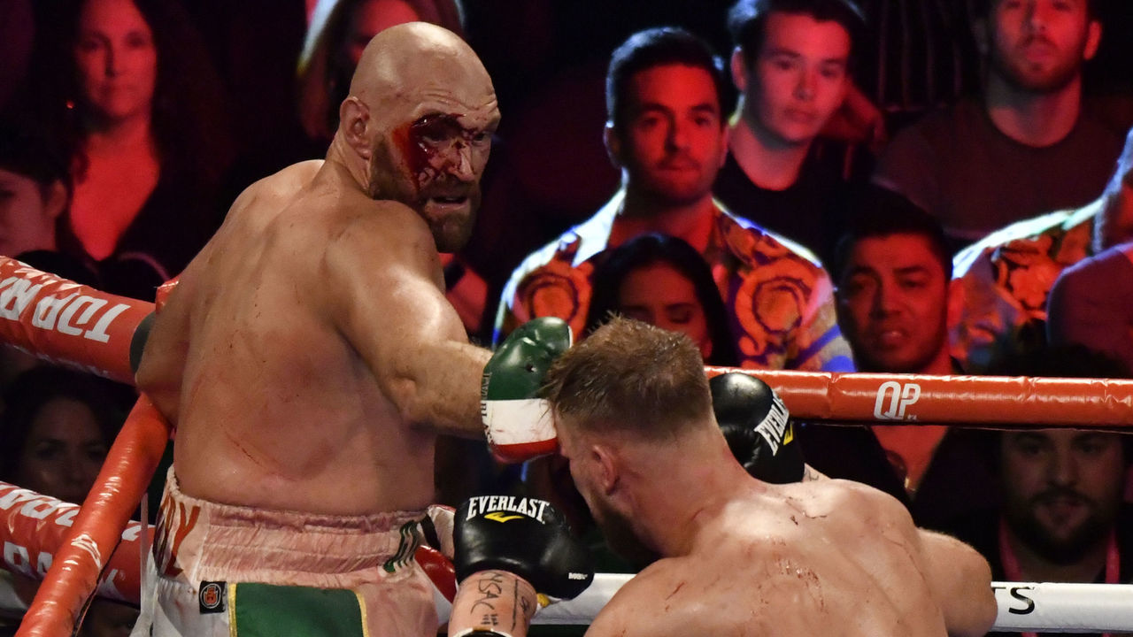 LAS VEGAS, NEVADA - SEPTEMBER 14: Tyson Fury during his heavyweight bout against Otto Wallin at T-Mobile Arena on September 14, 2019 in Las Vegas, Nevada. Tyson won by an unanimous decision after the 12-round bout.