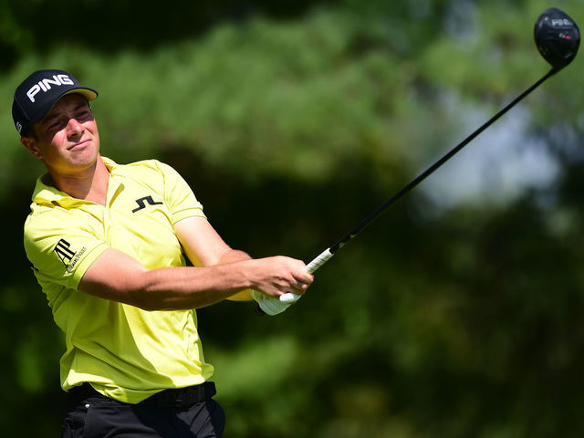 WHITE SULPHUR SPRINGS, WEST VIRGINIA - SEPTEMBER 12: Viktor Hovland of Norway plays his shot from the sixth tee during the first round of A Military Tribute At The Greenbrier held at the Old White TPC course on September 12, 2019 in White Sulphur Springs, West Virginia.